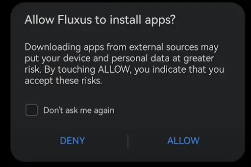 Allowing fluxus to install Roblox screenshot